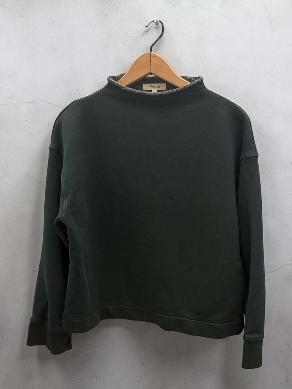 Madewell MWL Superfree Mockneck Sweatshirt in Dark Green Size M
